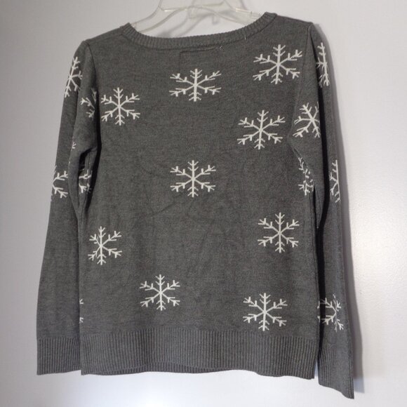 Tipsy Elves Women’s Sequined Snow Day Sweater Ugly Christmas Gray Snowman Size M - Picture 2 of 6